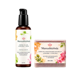 Kit Summer Glow MamushkaVeda con jabón de adaptógenos naturales y crema oil de jengibre y neem